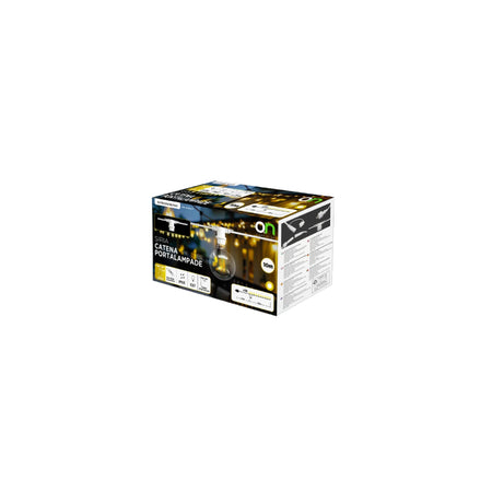 Ghirlandă luminoasă pentru exterior cu 10 dulii E27 și cablu alb de 10 m K-22025070