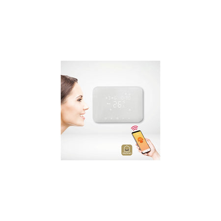 Termostat smart soft touch Wi-Fi cu programare, touch alb, funcții vocale Isnatch K-49683034