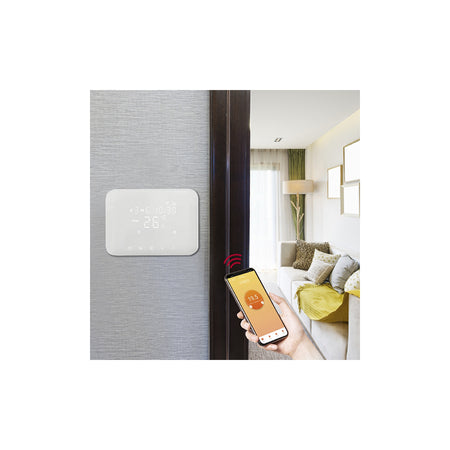 Termostat smart soft touch Wi-Fi cu programare, touch alb, funcții vocale Isnatch K-49683034