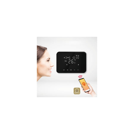 Termostat inteligent soft touch Wi-Fi negru, panou tactil, Isnatch K-49683035