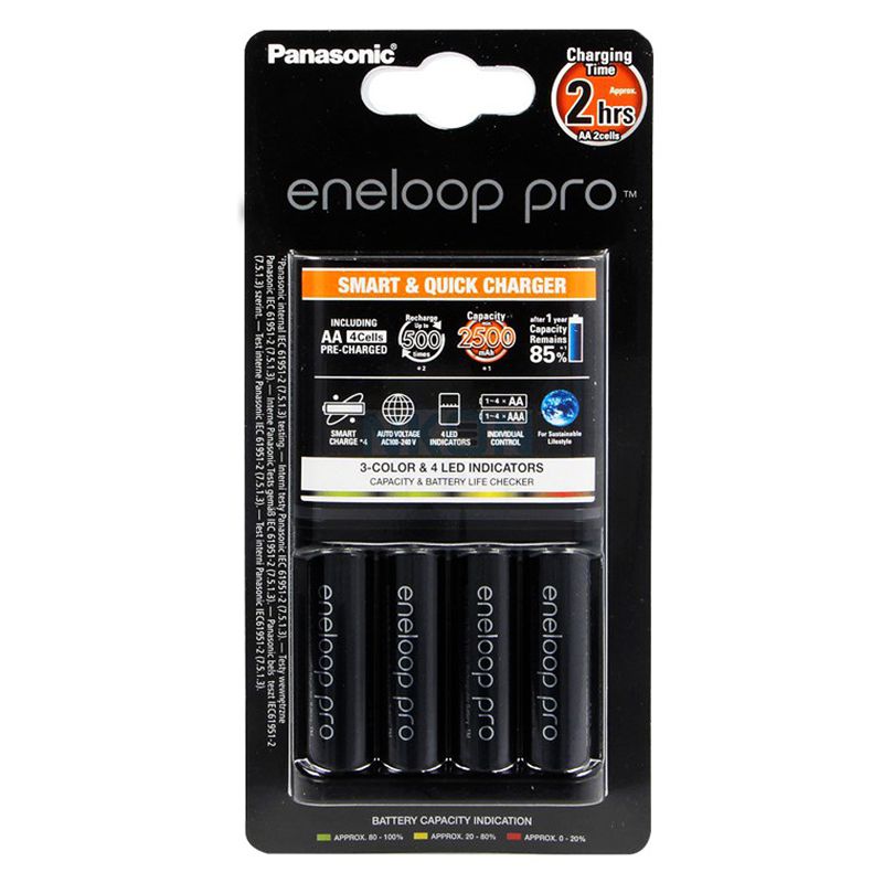 Încărcător 4 acumulatori AA 2500 mAh Panasonic Eneloop Pro Panasonic K-KJ55HCD40E