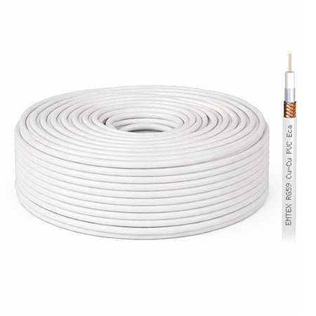 Cablu coaxial cupru RG59 rola 100 m manta PVC 75 ohm KAB-EMT59