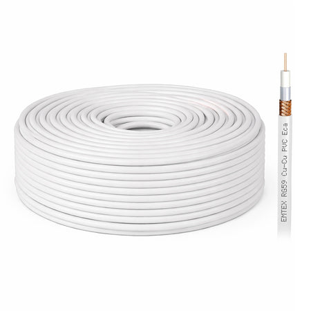 Cablu coaxial cupru RG59 rola 100 m manta PVC 75 ohm KAB-EMT59