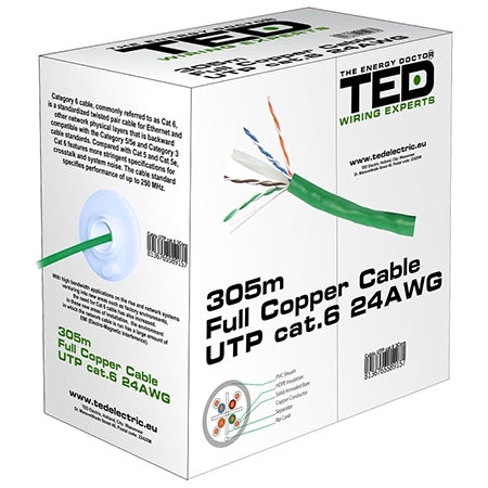 Cablu UTP CAT 6, 0.5 mm, cupru, rolă 305 m Ted Electric KAB-TED2