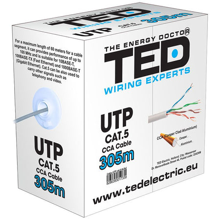 Cablu UTP CAT 5 CCA 0.5 mm rola 305 m Ted Electric KAB-TED3