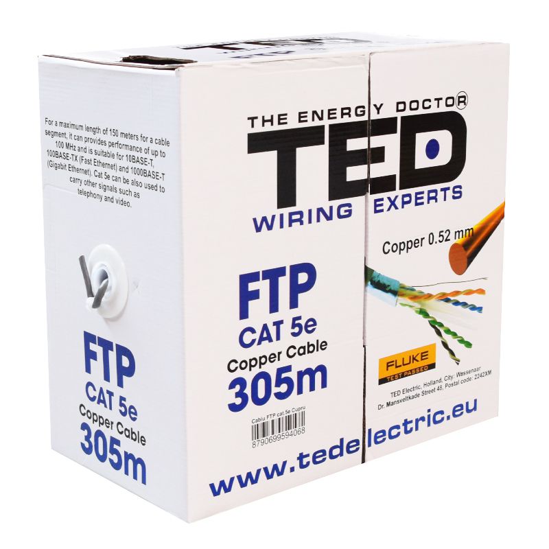 Cablu FTP Cat 5E cupru 0.52 mm 305 m Ted Electric KAB-TED8