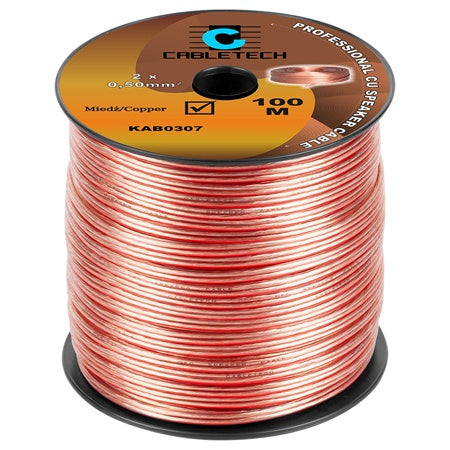 Cablu difuzor 2 × 0.5 mm transparent, rolă 100 m KAB0307