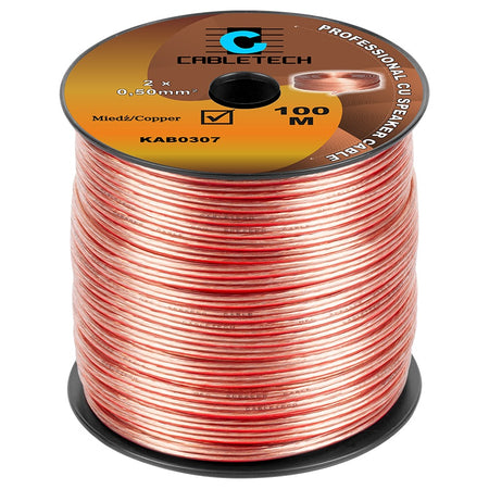 Cablu difuzor 2 × 0.5 mm transparent, rolă 100 m KAB0307