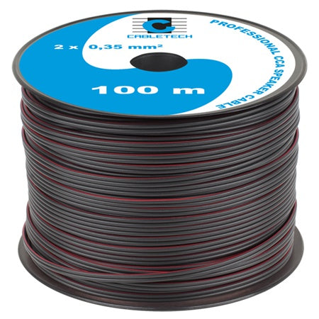Cablu difuzor CCA 2×0.35 mm negru, rola 100 m Cabletech KAB0363
