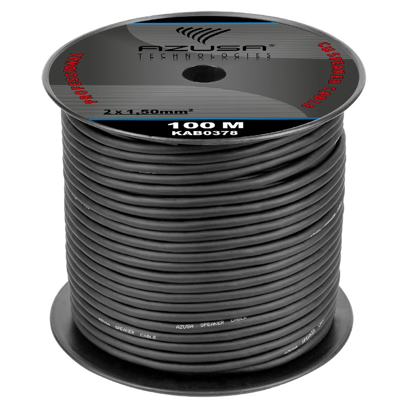 Cablu difuzor rotund 2×1.5 mm cu bumbac, rolă 100 m - Azusa KAB0378