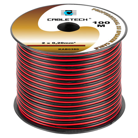 Cablu difuzor din cupru 2 x 0,20 mm² roșu/negru rolă de 100 m Cabletech KAB0380