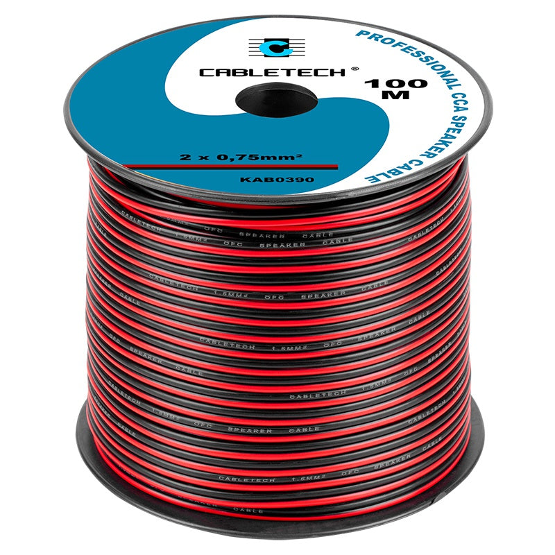 Cablu difuzor CCA 2×0.75 mm negru-roșu 100 m Cabletech KAB0390
