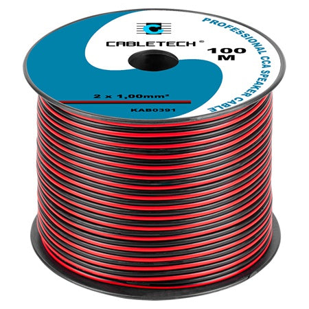 Cablu difuzor CCA de 2 × 1,00 mm² roșu/negru la metru Cabletech KAB0391