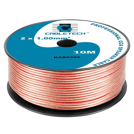 Cablu pentru difuzoare CCA 2 × 1,00 mm² transparent pe rolă de 10 m KAB0395