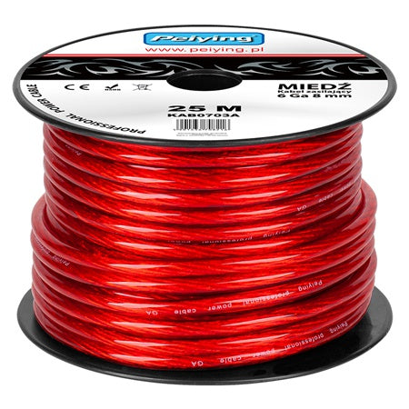 Cablu putere cupru 6GA 7.8 mm 13.29 mm² 25 m roșu Peiying KAB0703A