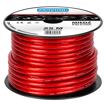 Cablu putere 8GA 8,31 mm² 25 m roșu cupru Peiying KAB0704A