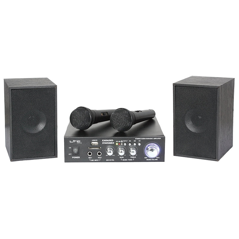 Set Karaoke Amplificator Usb 2mic+2 Boxe Model Nou