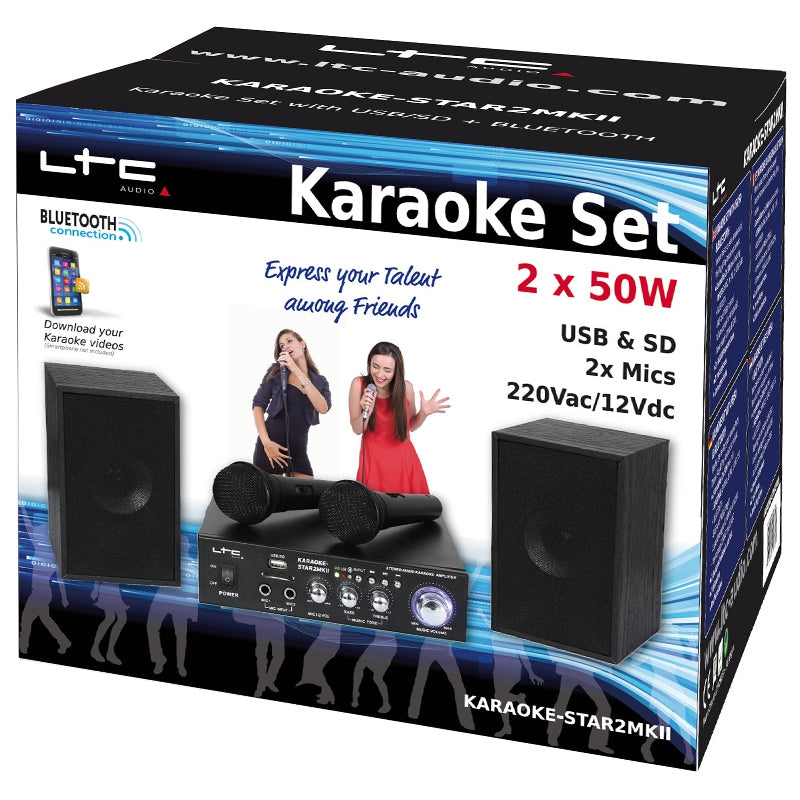 Set Karaoke Amplificator Usb 2mic+2 Boxe Model Nou