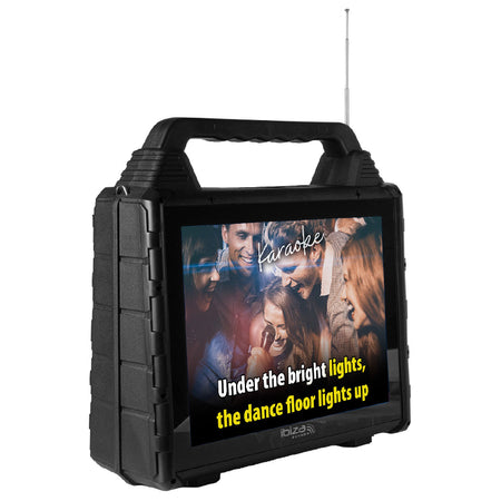 Set portabil karaoke cu ecran 14.1", 2 microfoane wireless, Bluetooth, Ibiza Sound KARAVISION