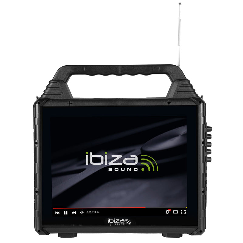Set portabil karaoke cu ecran 14.1", 2 microfoane wireless, Bluetooth, Ibiza Sound KARAVISION
