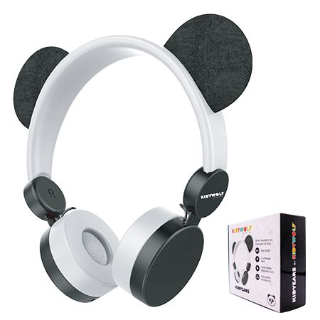 Căști cu fir pentru copii model Panda cu limitare la 85 dB și urechi magnetice detașabile KIDYEARS-PAN