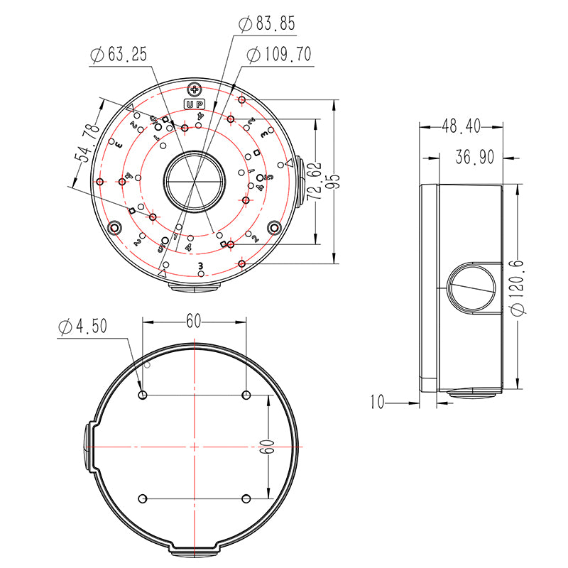 Cutie de joncțiune pentru camere dom și bullet din aluminiu IP66 Kruger Matz KM-PPA100