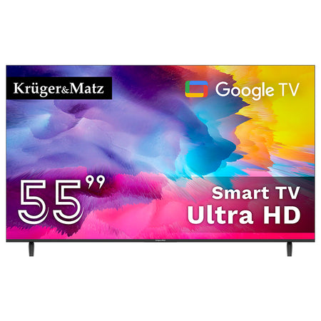 Televizor Smart Google TV Ultra HD 4K cu diagonala de 55 inch Kruger Matz KM0255UHD-G