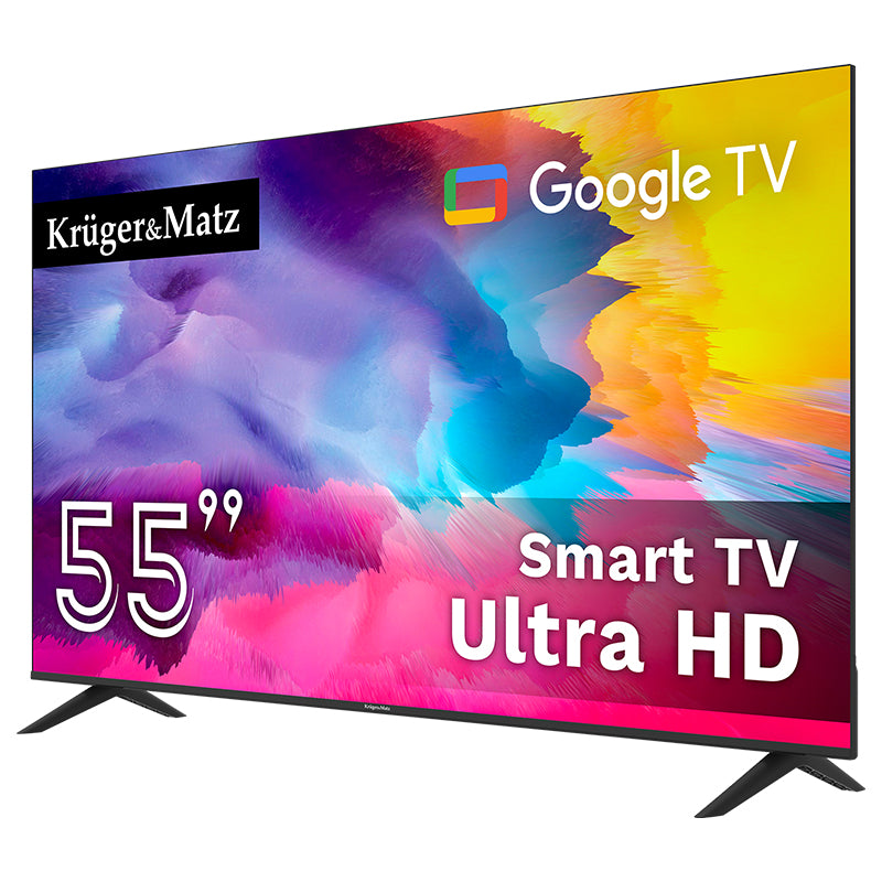 Televizor Smart Google TV Ultra HD 4K cu diagonala de 55 inch Kruger Matz KM0255UHD-G