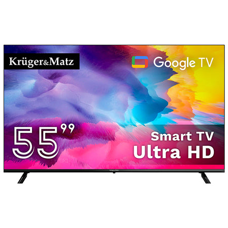 Televizor Smart Google TV Ultra HD 4K de 55 inch cu rezoluție 3840 × 2160 px Kruger Matz KM0255UHD-SA