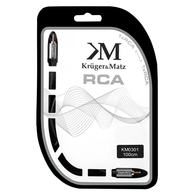 Cablu audio cu conectori 1 x RCA tată - 1 x RCA tată de 1 m Kruger Matz KM0301