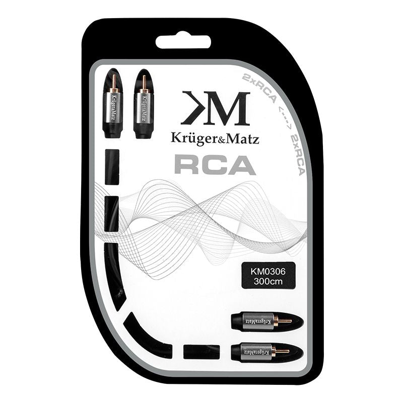 Cablu audio 2 x RCA tată - 2 x RCA tată de 3 m Kruger Matz KM0306