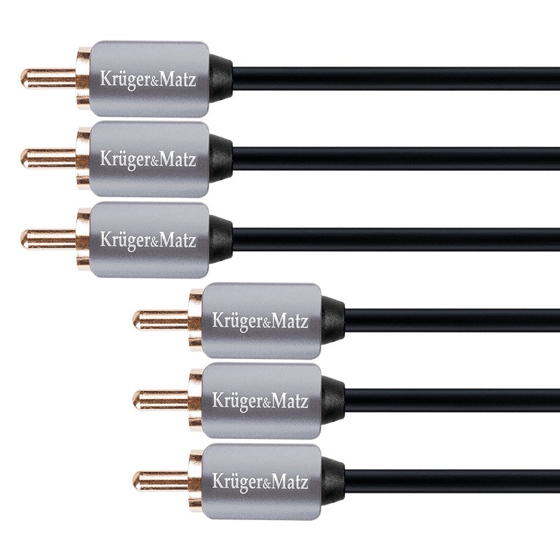 Cablu 3 x RCA tată - 3 x RCA tată de 1,8 m Kruger Matz KM0307
