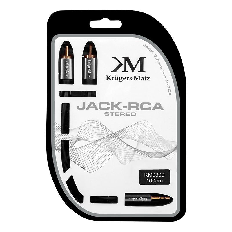 Cablu audio jack stereo 3,5 mm tată la 2 x RCA tată de 1 m Kruger Matz KM0309