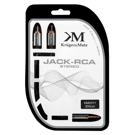 Cablu audio jack stereo tată 3,5 mm la 2 x RCA tată de 3 m Kruger Matz KM0311