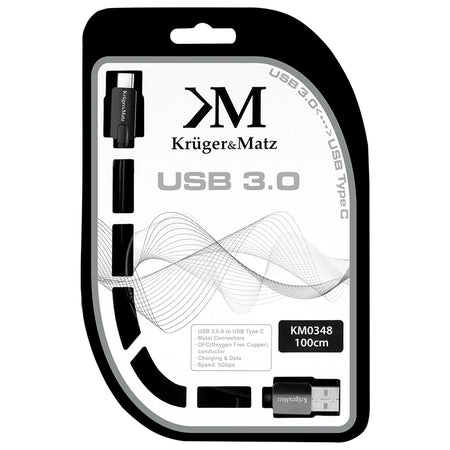 Cablu USB 3.0 tip A la USB tip C de 1 m cu transfer de 5 Gbps Kruger Matz KM0348