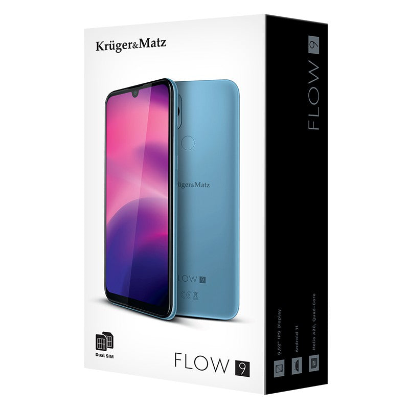 Smartphone FLOW 9 albastru cu ecran de 6,5 inci, 3 GB RAM și 32 GB memorie Kruger Matz KM0496-LB