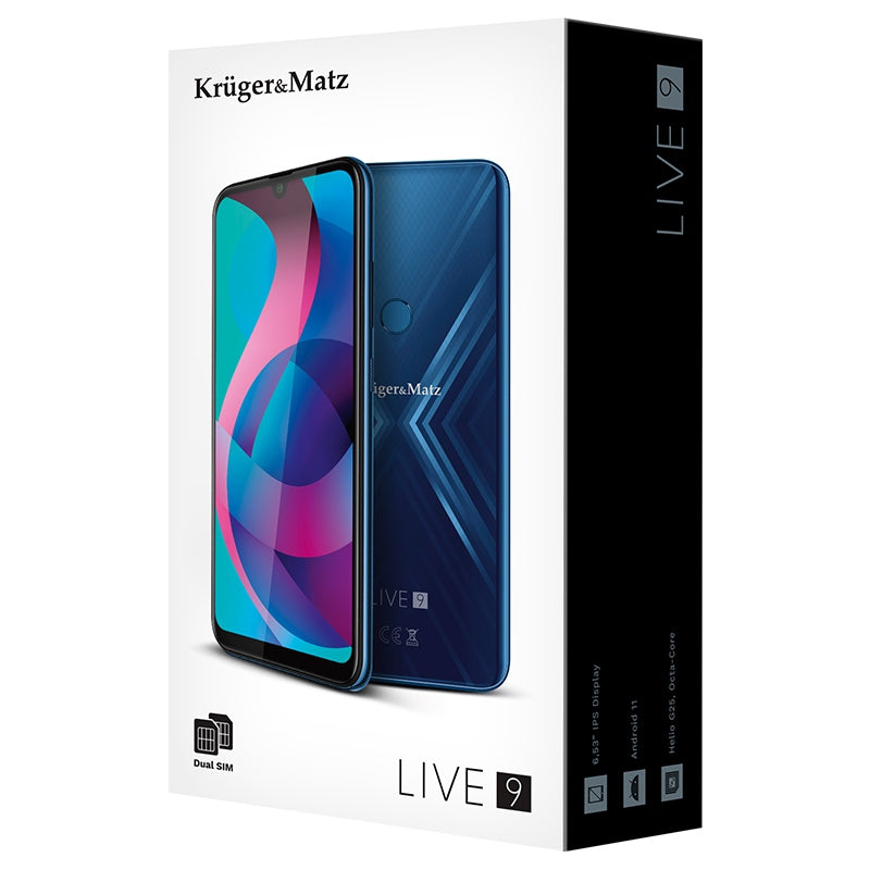 Smartphone LIVE 9 albastru cu ecran de 6,5 inch și memorie 4 GB / 64 GB Kruger Matz KM0497-BL