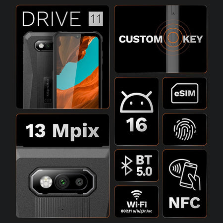 Smartphone Drive 11 rezistent IP68 cu ecran IPS de 6,56 inci la 90 Hz și baterie de 6500 mAh Kruger Matz KM05006