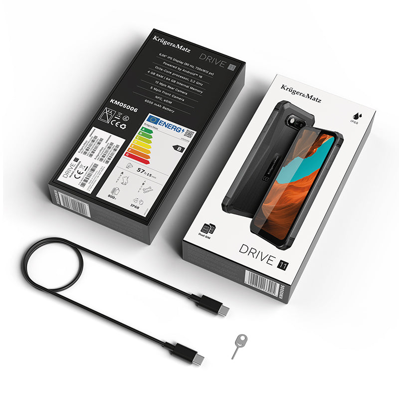 Smartphone Drive 11 rezistent IP68 cu ecran IPS de 6,56 inci la 90 Hz și baterie de 6500 mAh Kruger Matz KM05006