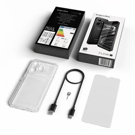 Smartphone Flow 12 cu ecran de 6,56 inch, 4 GB RAM și 64 GB memorie, negru Kruger Matz KM05007-B