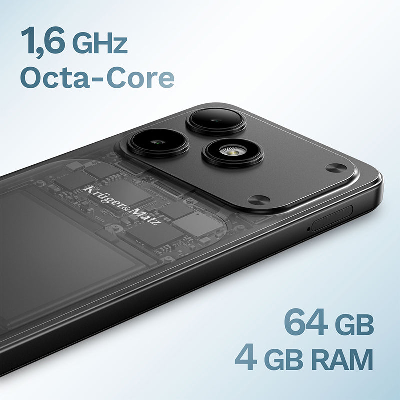 Smartphone Flow 12 cu ecran de 6,56 inch, 4 GB RAM și 64 GB memorie, negru Kruger Matz KM05007-B