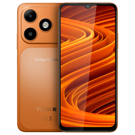 Smartphone Flow 12 cu ecran IPS de 6,56 inci, 4 GB/64 GB și baterie 5000 mAh, portocaliu Kruger Matz KM05007-OR