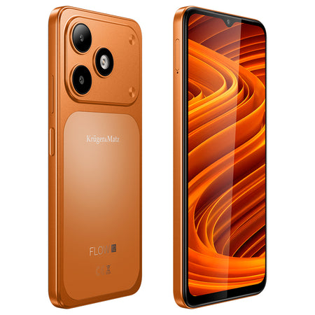Smartphone Flow 12 cu ecran IPS de 6,56 inci, 4 GB/64 GB și baterie 5000 mAh, portocaliu Kruger Matz KM05007-OR