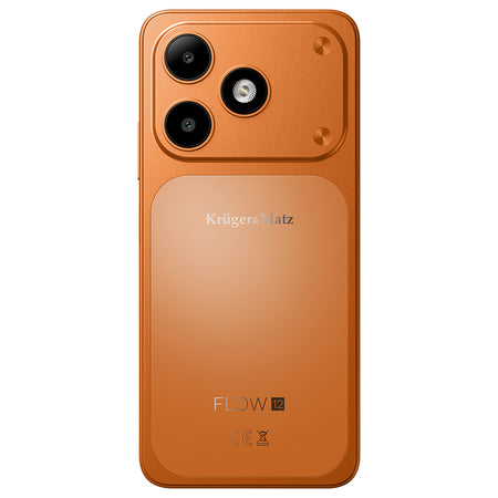 Smartphone Flow 12 cu ecran IPS de 6,56 inci, 4 GB/64 GB și baterie 5000 mAh, portocaliu Kruger Matz KM05007-OR