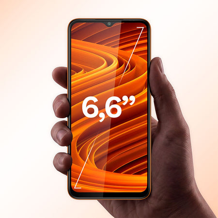 Smartphone Flow 12 cu ecran IPS de 6,56 inci, 4 GB/64 GB și baterie 5000 mAh, portocaliu Kruger Matz KM05007-OR