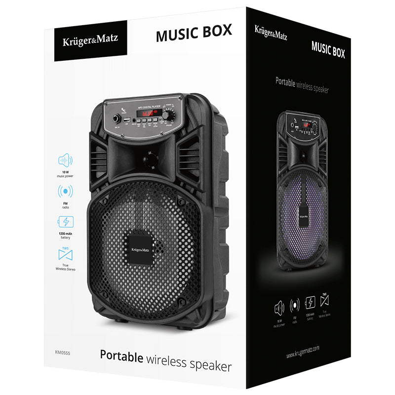 Boxă portabilă Bluetooth cu putere 10 W și funcție TWS Kruger Matz KM0555