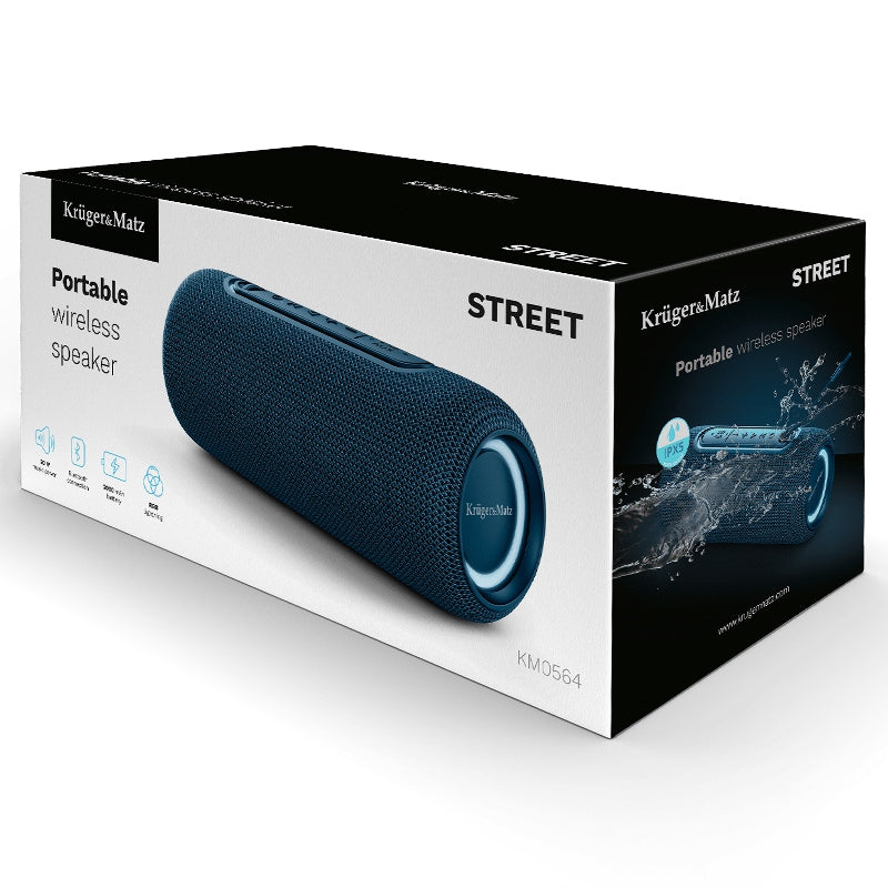 Boxă portabilă Bluetooth 5.0 albastră cu putere 20 W și protecție IPX5 Kruger Matz KM0564