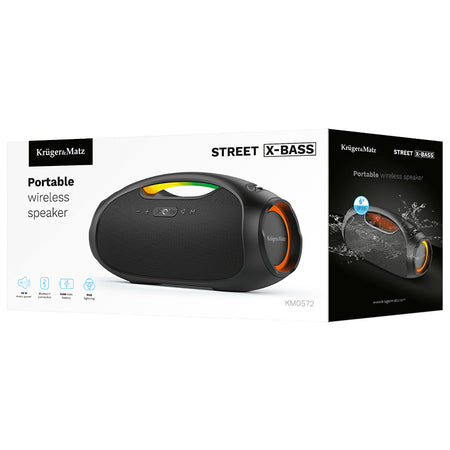 Boxă Bluetooth portabilă STREET X-BASS de 60 W cu Bluetooth 5.3 și protecție IPX6 Kruger Matz KM0572