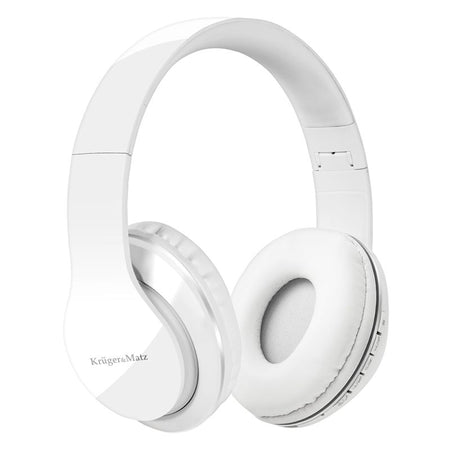 Căști audio Bluetooth Street albe cu player microSD și Bluetooth 4.1 Kruger Matz KM0623