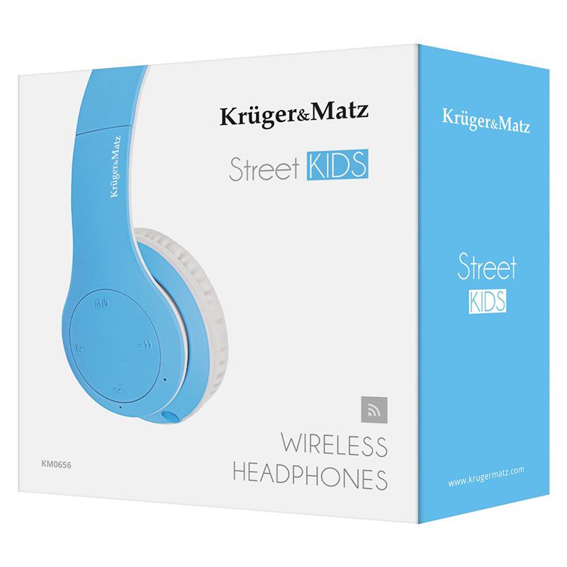 Căști audio Bluetooth STREET KIDS pentru copii albastre cu microfon Kruger Matz KM0656